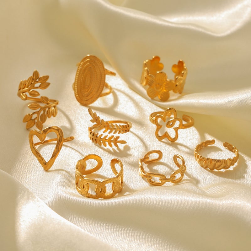 Titanium Steel Ring, Love Flowers And Leaves, Light Luxury, Simple And Non-Fading Open Stainless Steel Ring - Image 2